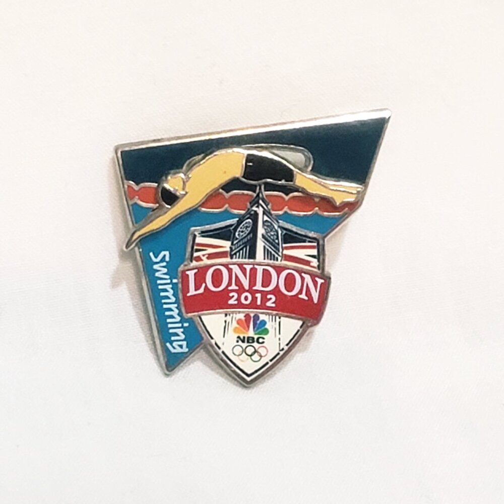 London Olympics Swimming Games 2012 Movable Sliding Lapel Pin 1"